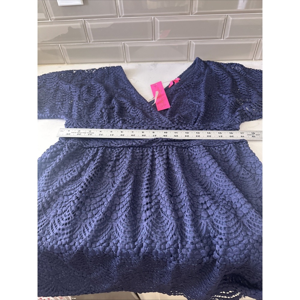 NWT Lilly Pulitzer Parigi True Navy Scallop Shell Lace Skort Romper Dress XL - Picture 12 of 16